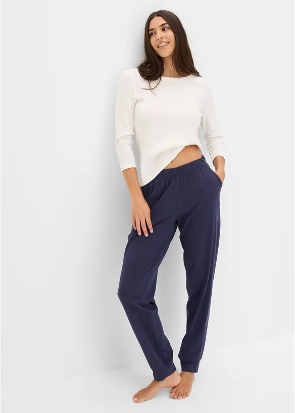 Lange Pyjamahose (2er Pack) in grau im Look von vorne (Totalaufnahme) - bonprix