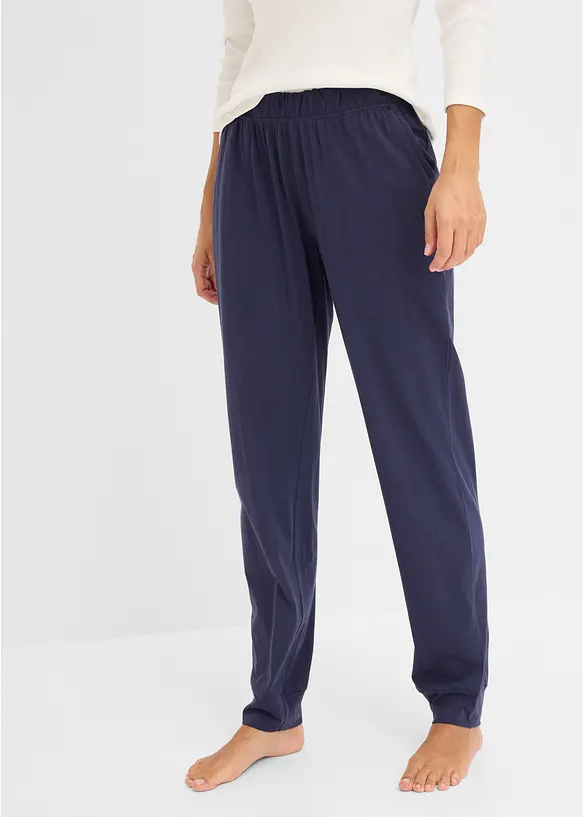 Lange Pyjamahose (2er Pack) in grau von vorne - bonprix