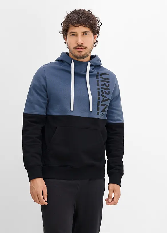 Hoodie aus reiner Bio-Baumwolle in schwarz von vorne (im Anschnitt) - bonprix
