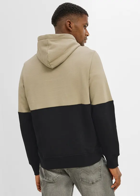 Hoodie aus reiner Bio-Baumwolle in schwarz von hinten (im Anschnitt) - bonprix