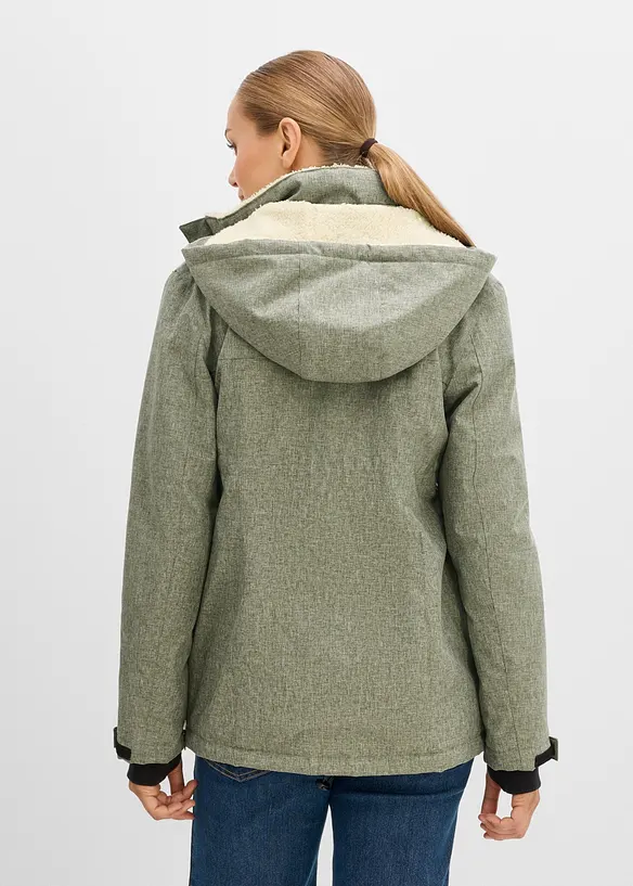 Kuschelige 3-in-1 Umstandsjacke und Tragejacke in grün von hinten (im Anschnitt) - bonprix