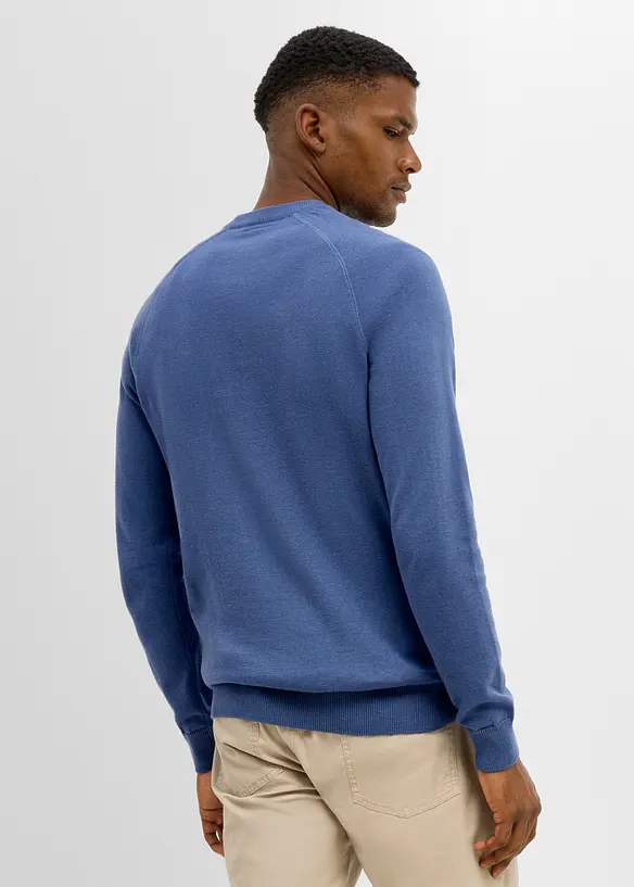 Feinstrickpullover aus reiner Baumwolle (2er Pack) in blau von hinten (im Anschnitt) - bonprix
