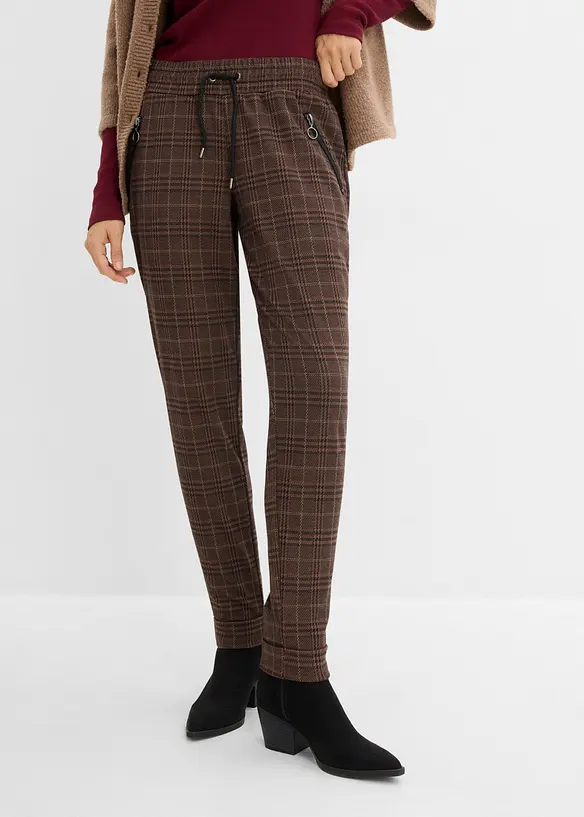Schlupfhose aus Jacquard in braun von vorne - bonprix