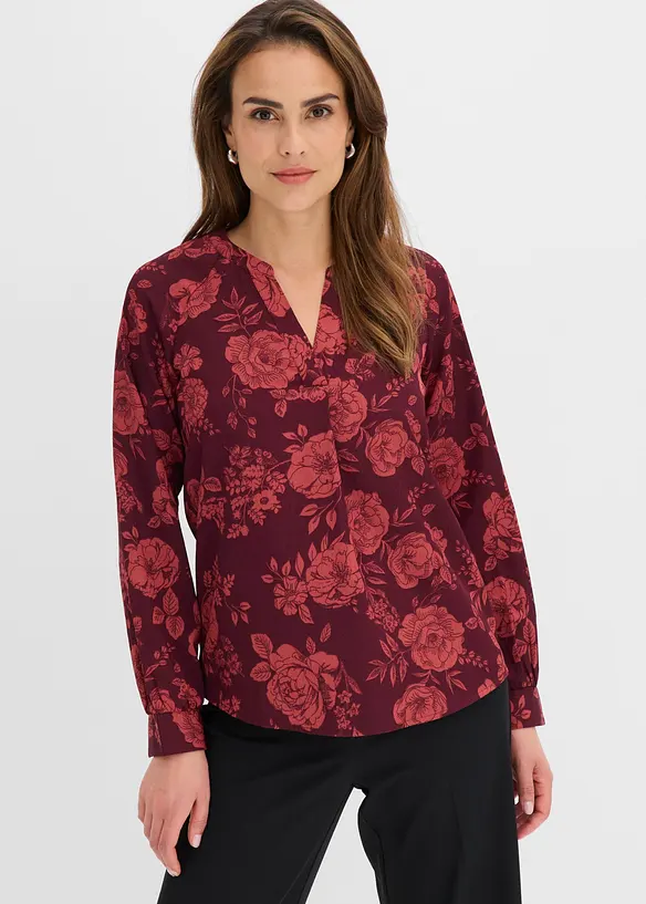 Tunikabluse aus leichtem Crêpe in rot von vorne (im Anschnitt) - bonprix