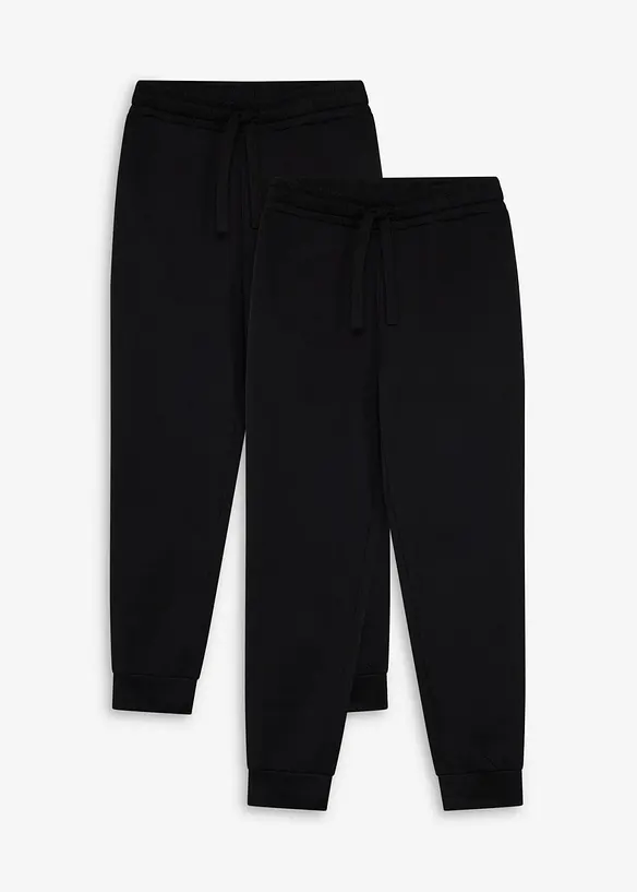 Jogginghose (2er Pack) in schwarz von vorne - bonprix