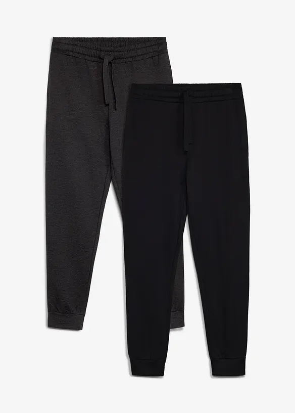 Jogginghose (2er Pack) in grau von vorne - bonprix