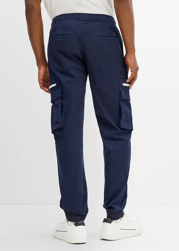 Stretch-Cargo-Schlupfhose, Regular Fit in blau von hinten - bonprix