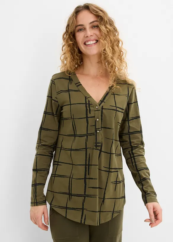 Longshirt in grün von vorne (im Anschnitt) - bonprix