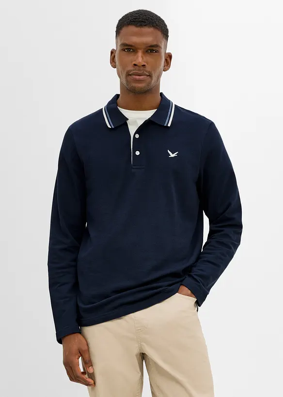 Poloshirt aus reiner Bio-Baumwolle (2er Pack) in blau von vorne (im Anschnitt) - bonprix