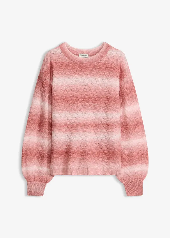 Boxy-Pullover in rosa von vorne - bonprix