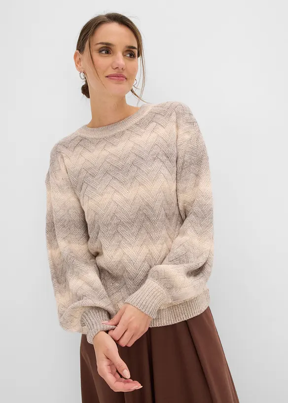 Boxy-Pullover in grau von vorne (im Anschnitt) - bonprix