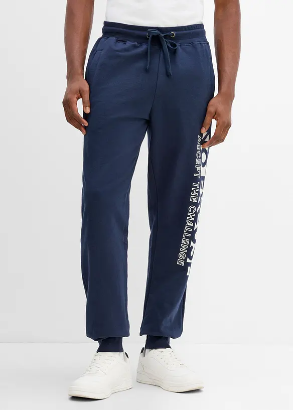 Jogginghose aus reiner Baumwolle in blau von vorne - bonprix