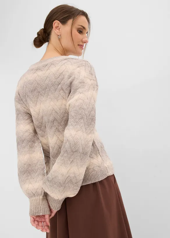 Boxy-Pullover in grau von hinten (im Anschnitt) - bonprix