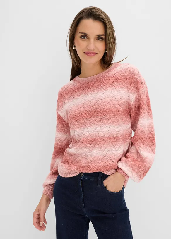 Boxy-Pullover in rosa von vorne (im Anschnitt) - bonprix