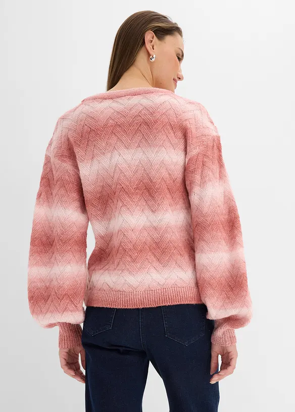 Boxy-Pullover in rosa von hinten (im Anschnitt) - bonprix