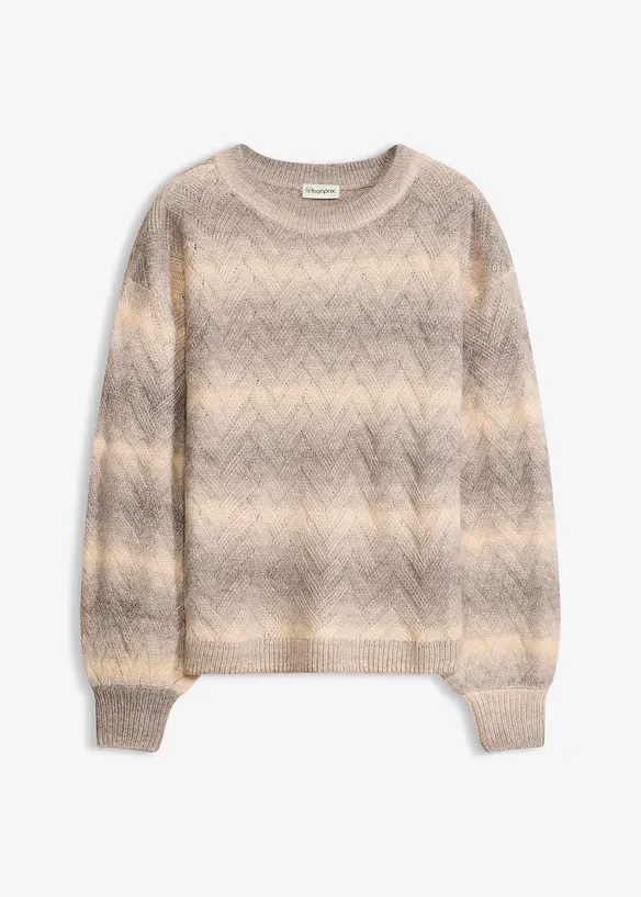 Boxy-Pullover in grau von vorne - bonprix