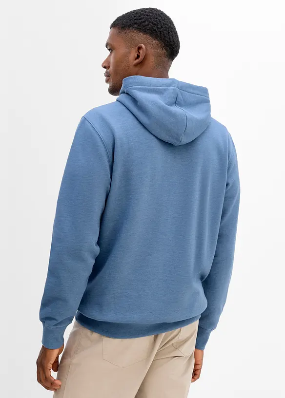 Hoodie mit Lederimitat-Details in blau von hinten (im Anschnitt) - bonprix
