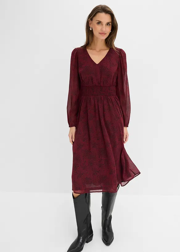Chiffonkleid in rot von vorne (Totalaufnahme) - bonprix
