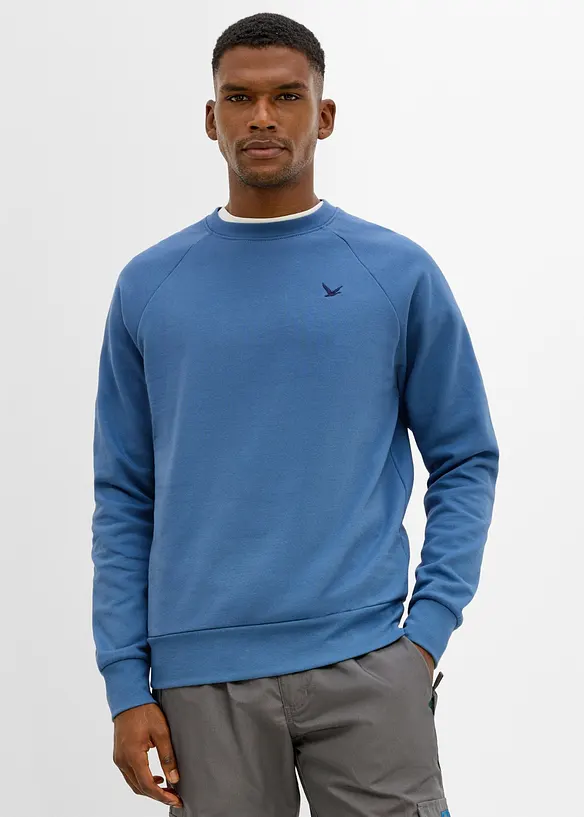 Sweatshirt in Regular Fit in blau von vorne (im Anschnitt) - bonprix