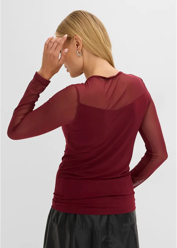 Figurbetontes Langarmshirt in rot von hinten (im Anschnitt) - bonprix Figurbetontes Langarmshirt in rot von hinten (im Anschnitt) - bonprix
