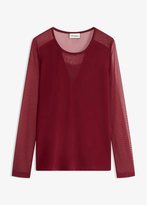 Figurbetontes Langarmshirt in rot von vorne - bonprix Figurbetontes Langarmshirt in rot von vorne - bonprix