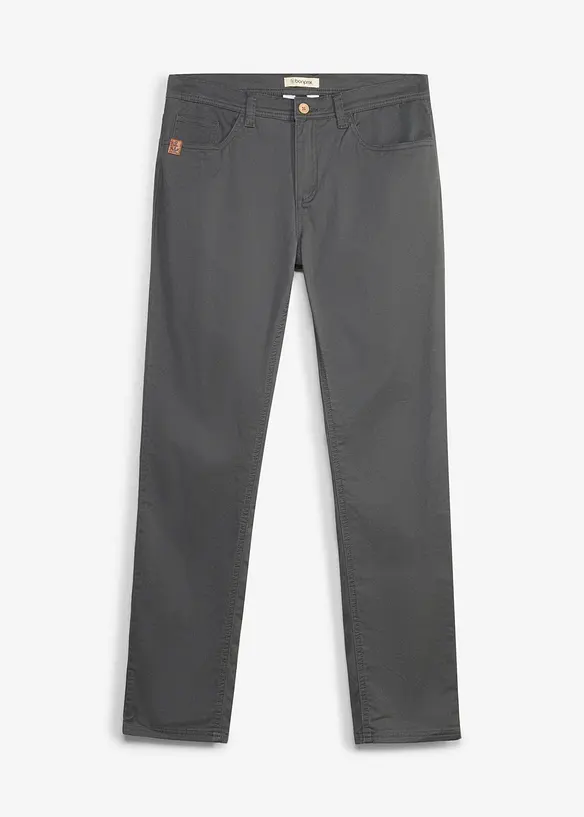 Regular-Fit Stretch-Hose, Straight in grau von vorne - bonprix