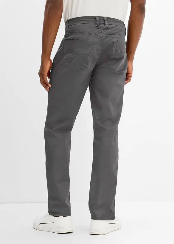 Regular-Fit Stretch-Hose, Straight in grau von hinten - bonprix