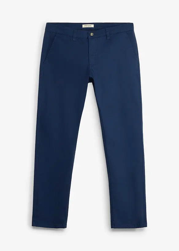 Relaxed Fit Stretch-Chinohose, Straight in blau von vorne - bonprix