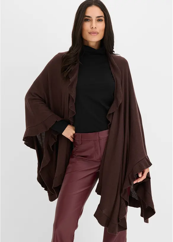 Poncho mit Kaschmiranteil in braun von vorne (im Anschnitt) - bonprix