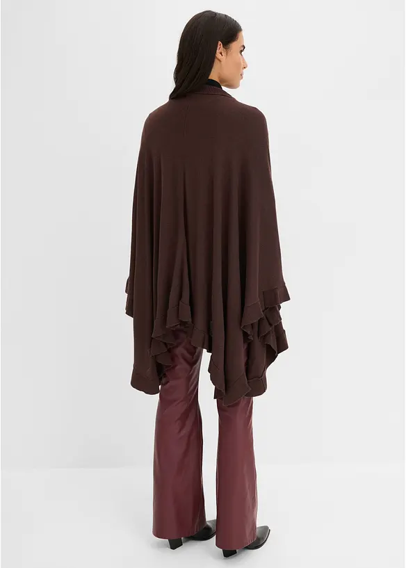 Poncho mit Kaschmiranteil in braun von hinten (im Anschnitt) - bonprix