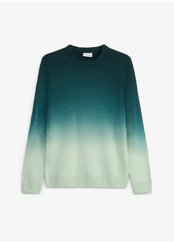 Feinstrickpullover in Regular-Fit in grün von vorne - bonprix