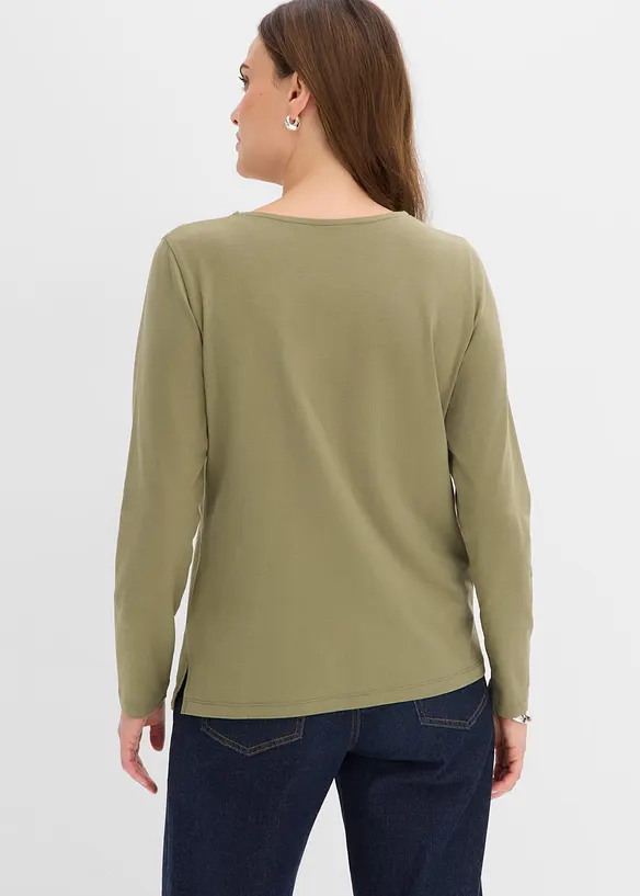 Langarmshirt mit Ösen in grün von hinten (im Anschnitt) - bonprix Langarmshirt mit Ösen in grün von hinten (im Anschnitt) - bonprix