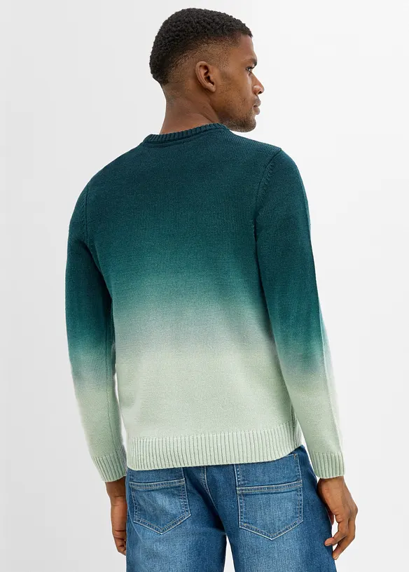 Feinstrickpullover in Regular-Fit in grün von hinten (im Anschnitt) - bonprix