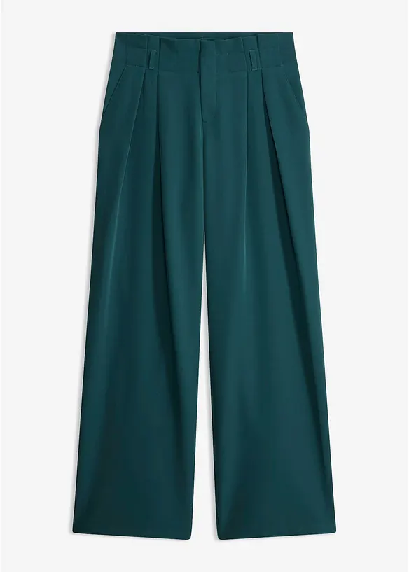 Bundfaltenhose mit Bequembund in grün von vorne - bonprix