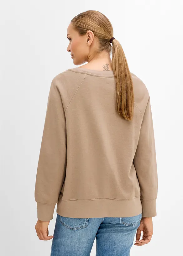 2-in-1 Umstands- und Still-Sweatshirt aus Bio-Baumwolle in braun von hinten (im Anschnitt) - bonprix