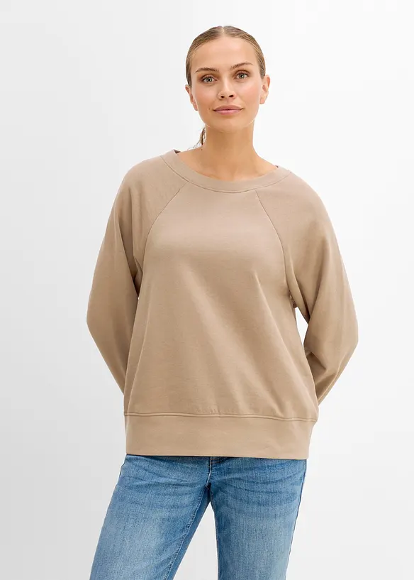 2-in-1 Umstands- und Still-Sweatshirt aus Bio-Baumwolle in braun von vorne (im Anschnitt) - bonprix