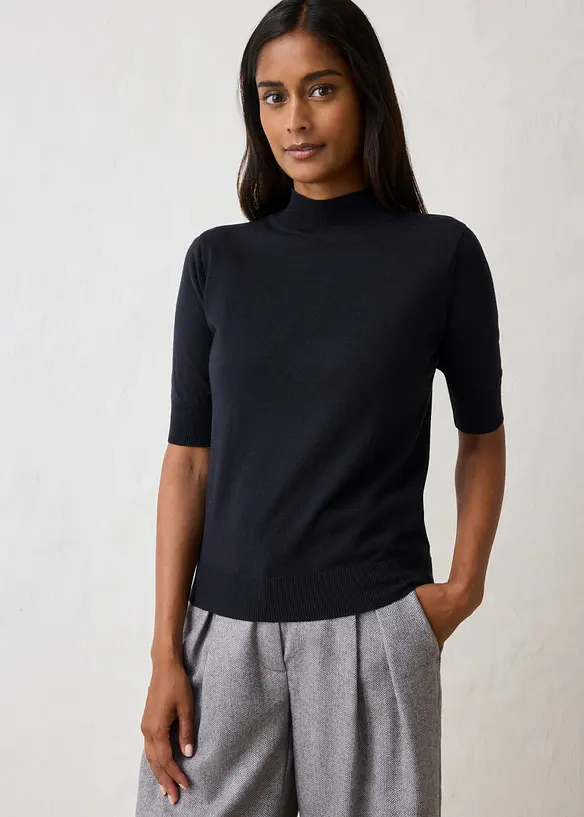 Rollkragenpullover aus weichem Woll-Mix in schwarz von vorne (im Anschnitt) - bonprix Rollkragenpullover aus weichem Woll-Mix in schwarz von vorne (im Anschnitt) - bonprix