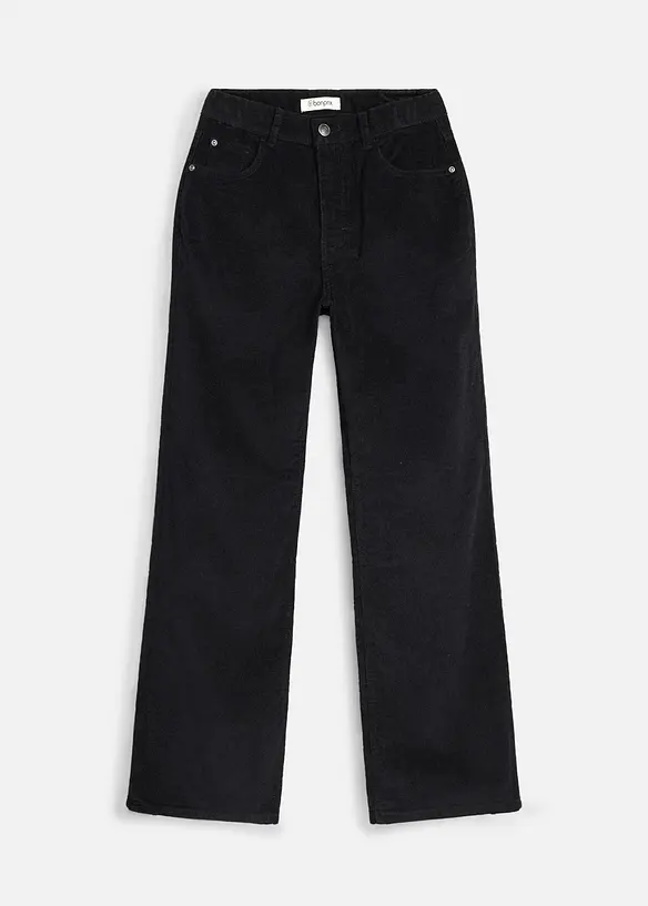 Komfortable Cordhose Loose fit in schwarz von vorne - bonprix