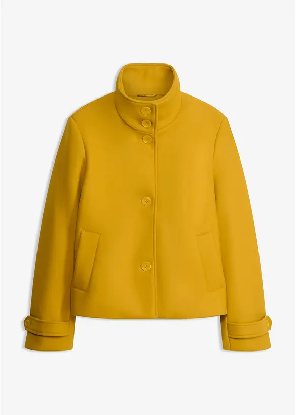 Jacke in Wolloptik in gelb von vorne - bonprix