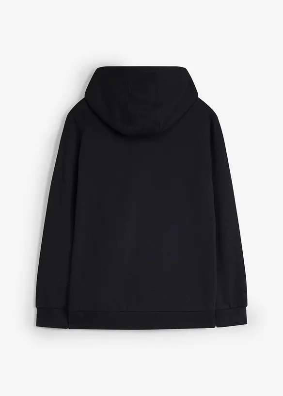 Kapuzen-Sweatjacke aus weichem Baumwoll-Mix in schwarz von hinten - bonprix