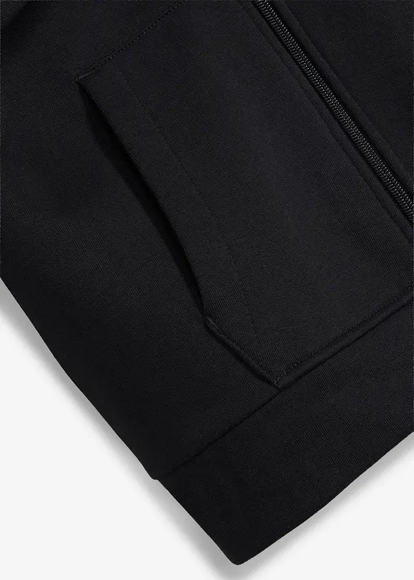 Kapuzen-Sweatjacke aus weichem Baumwoll-Mix in schwarz - bonprix