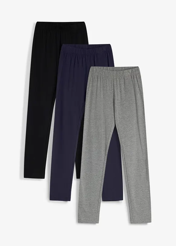Leggings aus elastischem Bio-Baumwoll-Mix (3er Pack) in schwarz von vorne - bonprix