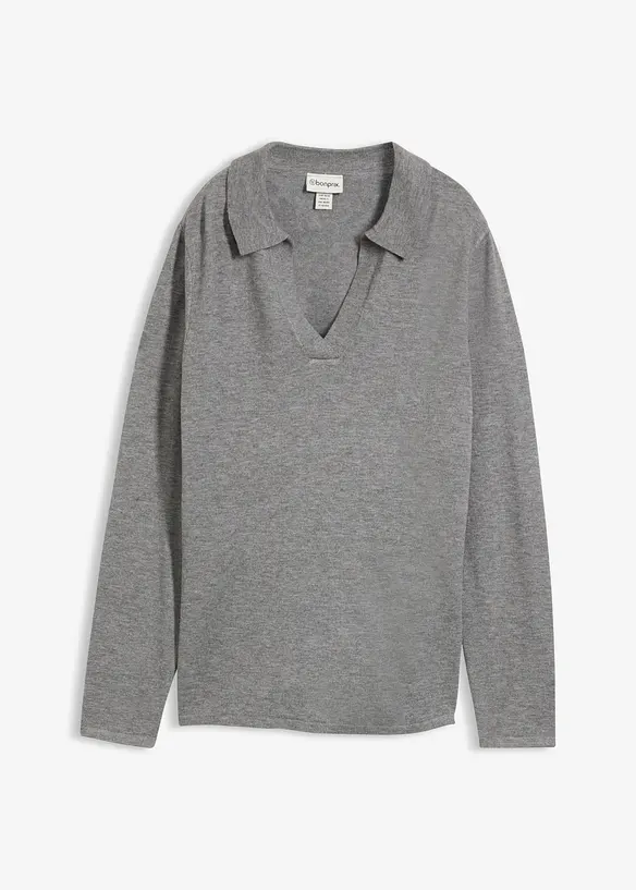 Poloshirt aus feiner Viskose in grau von vorne - bonprix