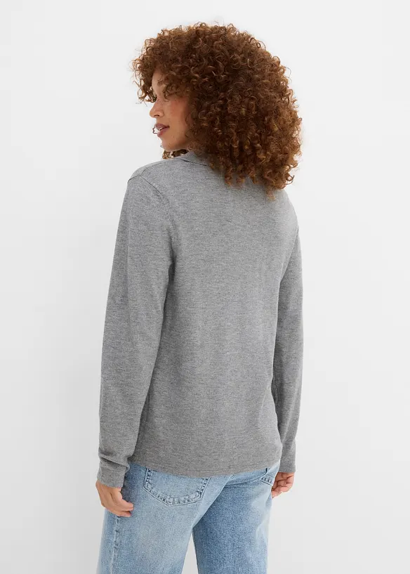 Poloshirt aus feiner Viskose in grau von hinten (im Anschnitt) - bonprix