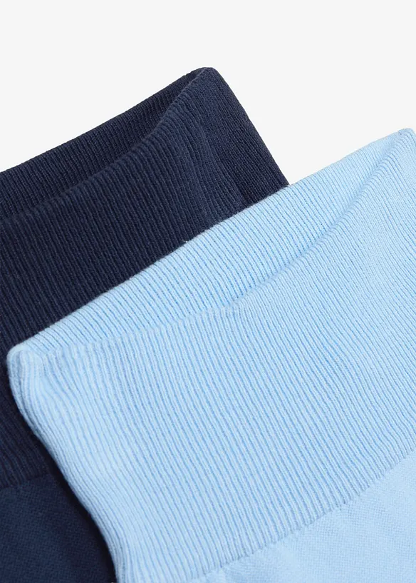 Weiche Strick-Hosen zum Mitwachsen aus Baumwoll-Mix (2er Pack) in blau - bonprix
