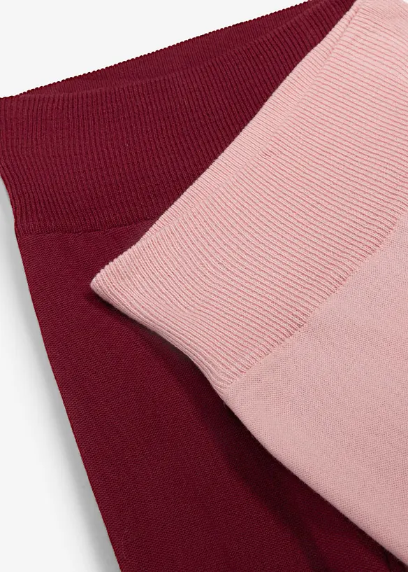 Weiche Strick-Hosen zum Mitwachsen aus Baumwoll-Mix (2er Pack) in rosa - bonprix