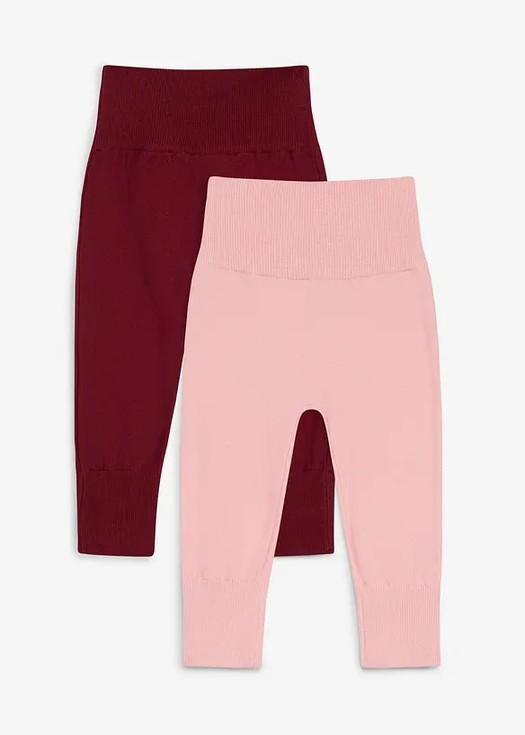 Weiche Strick-Hosen zum Mitwachsen aus Baumwoll-Mix (2er Pack) in rosa von hinten - bonprix