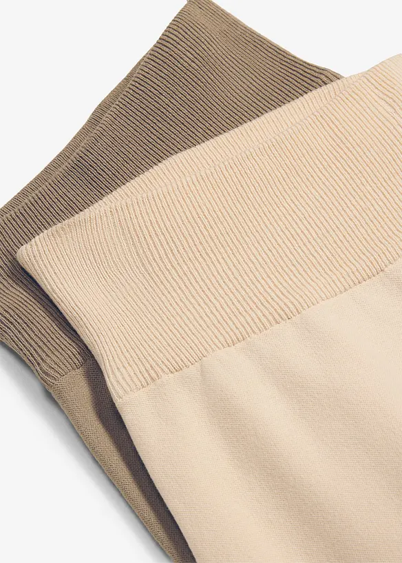 Weiche Strick-Hosen zum Mitwachsen aus Baumwoll-Mix (2er Pack) in braun - bonprix