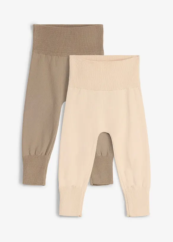 Weiche Strick-Hosen zum Mitwachsen aus Baumwoll-Mix (2er Pack) in braun von hinten - bonprix