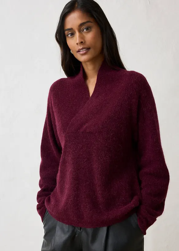 Pullover aus weichem Alpaka Woll-Mix in rot von vorne (im Anschnitt) - bonprix Pullover aus weichem Alpaka Woll-Mix in rot von vorne (im Anschnitt) - bonprix